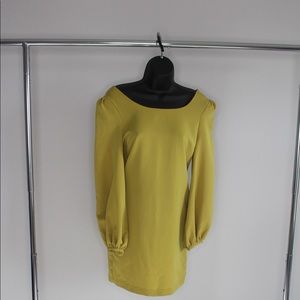 Chartreuse long puff sleeved dress